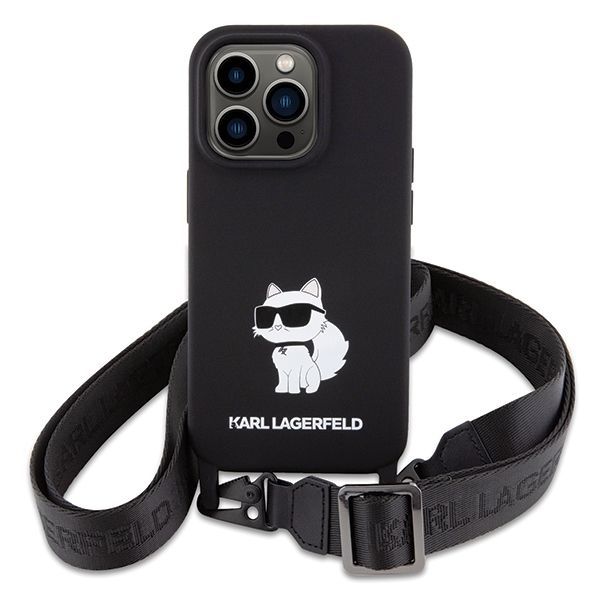 Aizmugurējais vāciņš Karl Lagerfeld Karl Lagerfeld KLHCP15XSCBSCNK iPhone 15 Pro Max 6.7" hardcase black/black Crossbody Silicone Choupette