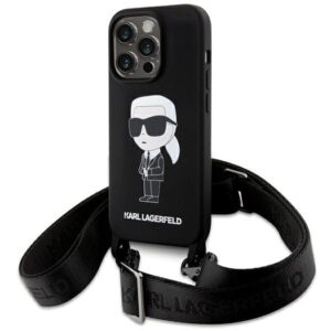 Nugarėlės dėklai Karl Lagerfeld  Karl Lagerfeld KLHCP15XSCBSKNK iPhone 15 Pro Max 6.7" hardcase black/black Crossbody Silicone Ikonik 
