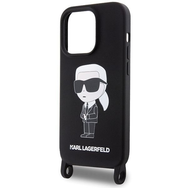Aizmugurējais vāciņš Karl Lagerfeld Karl Lagerfeld KLHCP15XSCBSKNK iPhone 15 Pro Max 6.7" hardcase black/black Crossbody Silicone Ikonik