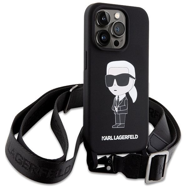 Aizmugurējais vāciņš Karl Lagerfeld Karl Lagerfeld KLHCP15XSCBSKNK iPhone 15 Pro Max 6.7" hardcase black/black Crossbody Silicone Ikonik