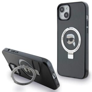 Nugarėlės dėklai Karl Lagerfeld  Karl Lagerfeld KLHMP15SHMRSKHK iPhone 15 6.1" black/black hardcase Ring Stand Karl Head MagSafe 