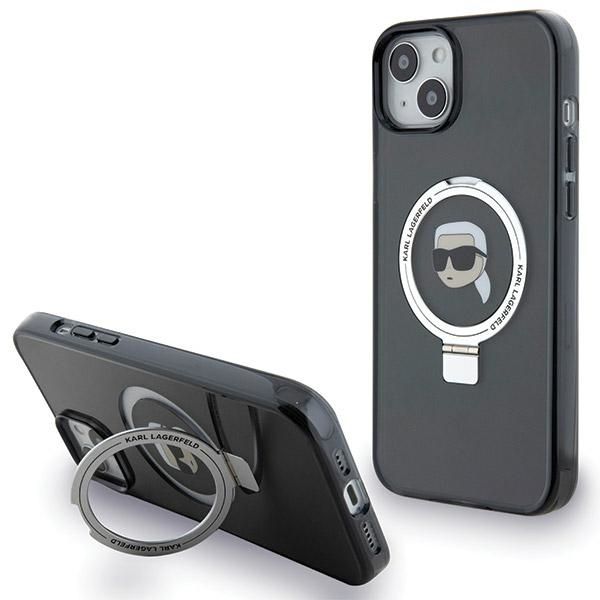 Nugarėlės dėklai Karl Lagerfeld Karl Lagerfeld KLHMP15SHMRSKHK iPhone 15 6.1" black/black hardcase Ring Stand Karl Head MagSafe