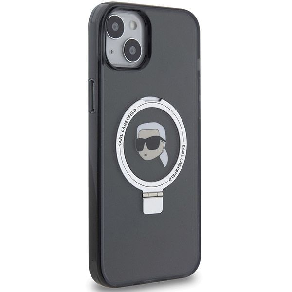 Nugarėlės dėklai Karl Lagerfeld Karl Lagerfeld KLHMP15SHMRSKHK iPhone 15 6.1" black/black hardcase Ring Stand Karl Head MagSafe