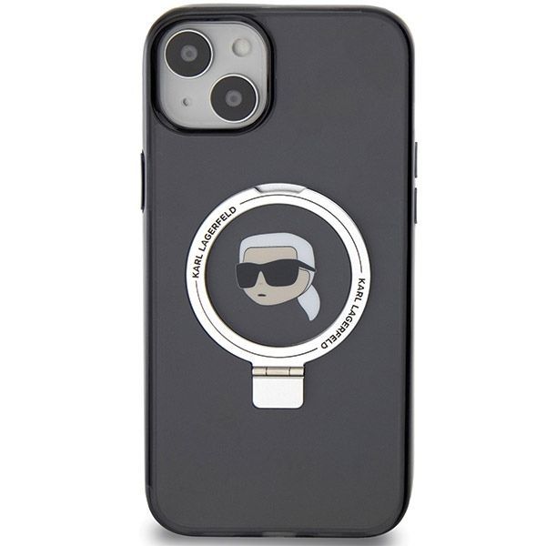 Nugarėlės dėklai Karl Lagerfeld Karl Lagerfeld KLHMP15SHMRSKHK iPhone 15 6.1" black/black hardcase Ring Stand Karl Head MagSafe