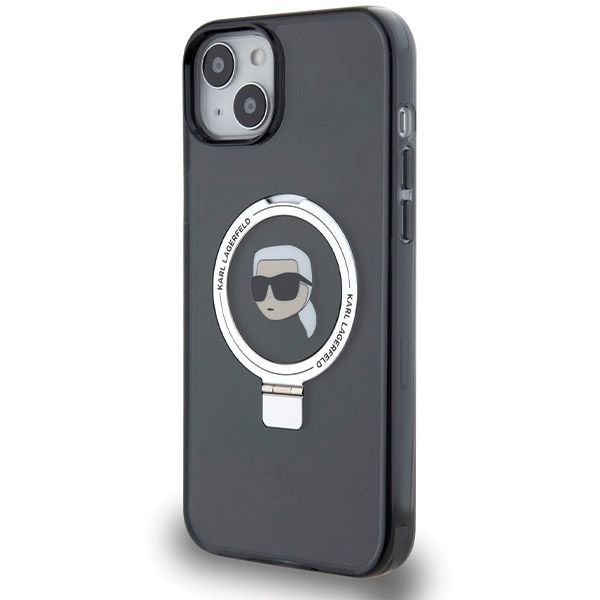 Nugarėlės dėklai Karl Lagerfeld Karl Lagerfeld KLHMP15SHMRSKHK iPhone 15 6.1" black/black hardcase Ring Stand Karl Head MagSafe