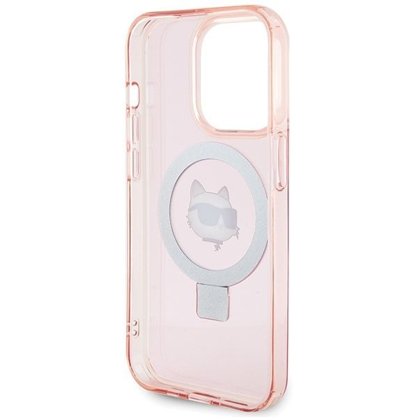 Aizmugurējais vāciņš Karl Lagerfeld Karl Lagerfeld KLHMP15XHMRSCHP iPhone 15 Pro Max 6.7" pink/pink hardcase Ring Stand Choupette Head MagSafe