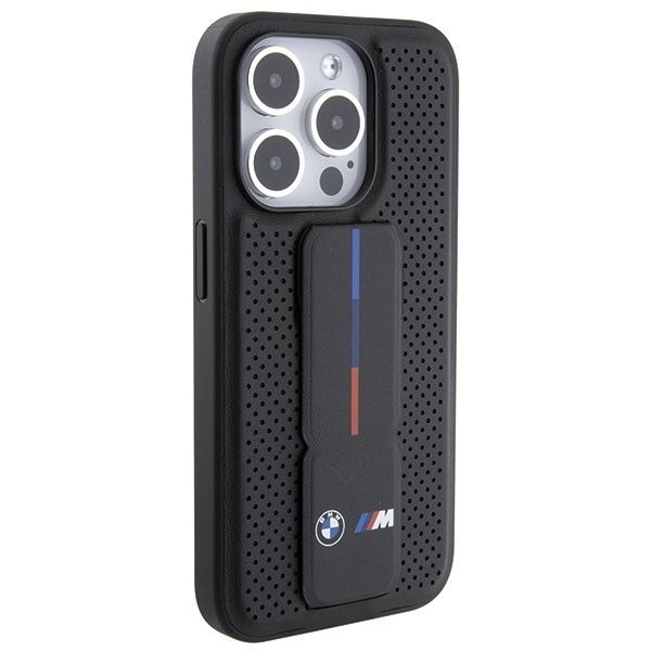 Back panel cover BMW BMW Grip Stand Smooth & Perforated case for iPhone 15 Pro Max - black