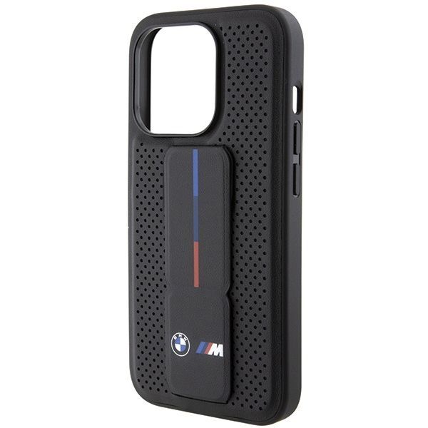 Back panel cover BMW BMW Grip Stand Smooth & Perforated case for iPhone 15 Pro Max - black