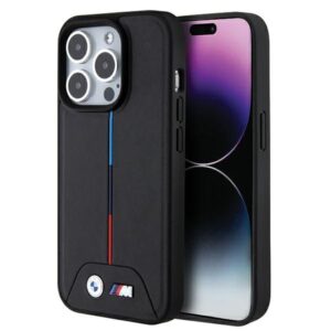 Aizmugurējais vāciņš BMW  BMW Quilted Tricolor MagSafe case for iPhone 15 Pro - black 