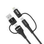 Cable Wozinsky  Wozinsky WNBAA 4in1 cable 2x USB-C 1x USB-A 1x Lightning 60W 1 m - black 
