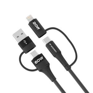 Cable Wozinsky  Wozinsky WNBAA 4in1 cable 2x USB-C 1x USB-A 1x Lightning 60W 1 m - black 