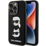 Aizmugurējais vāciņš Karl Lagerfeld Apple Karl Lagerfeld Silicone Karl&Choupette Head case for iPhone 15 Pro - black 