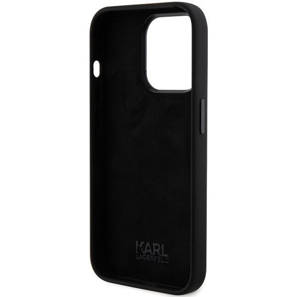 Nugarėlės dėklai Karl Lagerfeld Karl Lagerfeld Silicone Ikonik Metal Pin case for iPhone 15 Pro - black