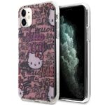 Nugarėlės dėklai Hello Kitty  Hello Kitty IML Tags Graffiti case for iPhone 11 / Xr - pink 