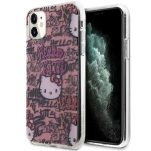 Aizmugurējais vāciņš Hello Kitty  Hello Kitty IML Tags Graffiti case for iPhone 11 / Xr - pink 