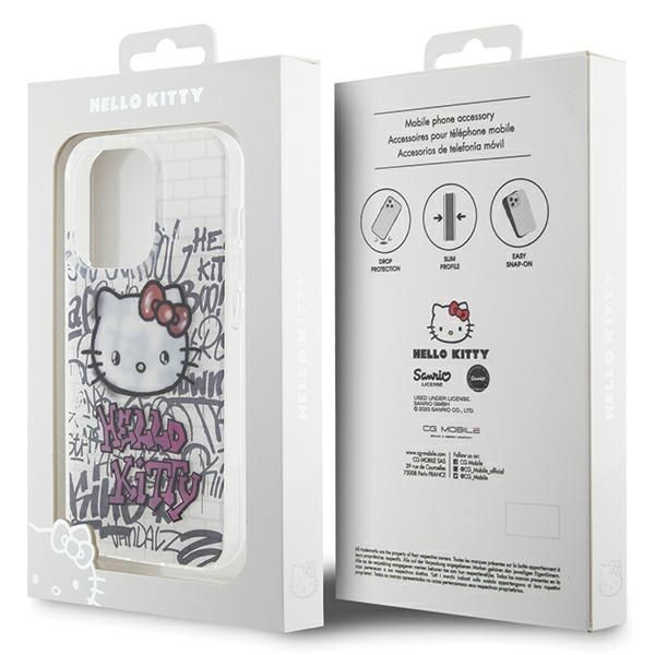 Tagakaaned Hello Kitty Hello Kitty IML Kitty On Bricks Graffiti case for iPhone 13 Pro Max - white
