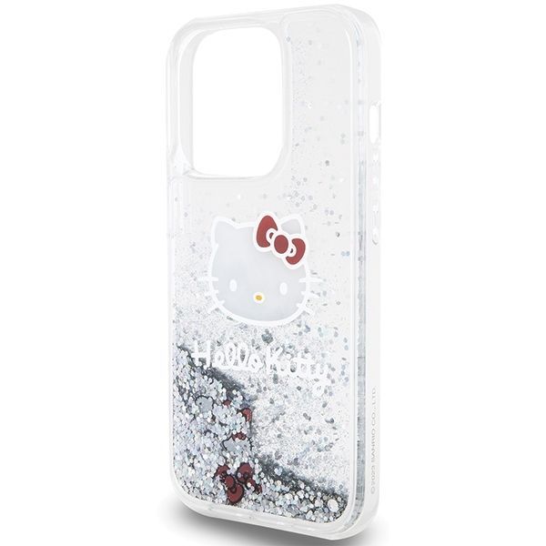 Aizmugurējais vāciņš Hello Kitty Hello Kitty Liquid Glitter Charms Kitty Head case for iPhone 13 Pro Max - silver