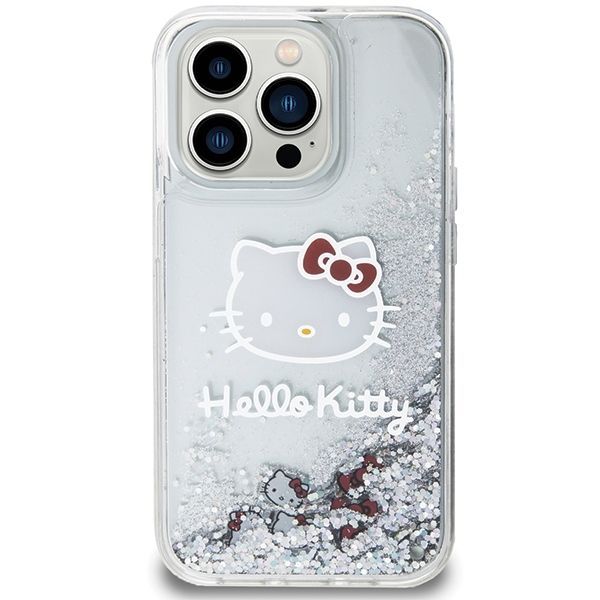 Aizmugurējais vāciņš Hello Kitty Hello Kitty Liquid Glitter Charms Kitty Head case for iPhone 13 Pro Max - silver
