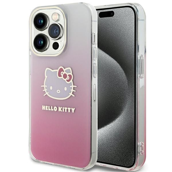 Aizmugurējais vāciņš Hello Kitty Hello Kitty IML Gradient Electrop Kitty Head case for iPhone 14 Pro - pink