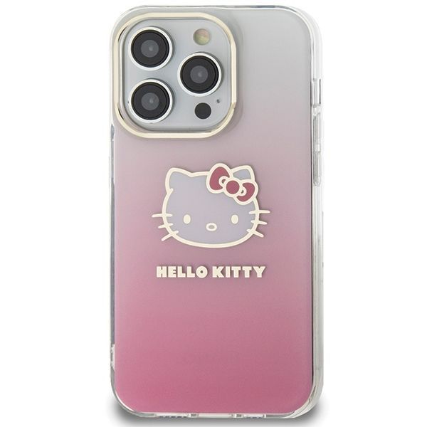 Aizmugurējais vāciņš Hello Kitty Hello Kitty IML Gradient Electrop Kitty Head case for iPhone 14 Pro - pink