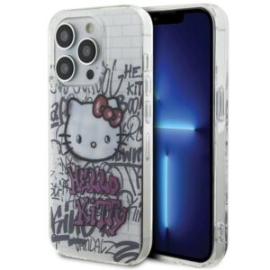 Aizmugurējais vāciņš Hello Kitty  Hello Kitty IML Kitty On Bricks Graffiti case for iPhone 15 Pro - white 