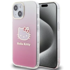 Aizmugurējais vāciņš Hello Kitty  Hello Kitty IML Gradient Electrop Kitty Head case for iPhone 15 - pink 