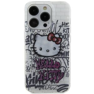 Tagakaaned Hello Kitty  Hello Kitty IML Kitty On Bricks Graffiti case for iPhone 15 - white 