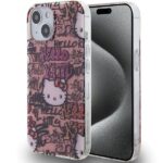 Aizmugurējais vāciņš Hello Kitty  Hello Kitty IML Tags Graffiti case for iPhone 15 - pink 