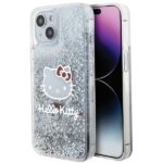 Tagakaaned Hello Kitty  Hello Kitty Liquid Glitter Charms Kitty Head case for iPhone 15 - silver 