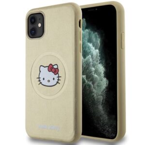 Aizmugurējais vāciņš Hello Kitty  Hello Kitty Leather Kitty Head MagSafe case for iPhone 11 / Xr - gold 