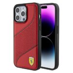 Tagakaaned Ferrari  Ferrari Perforated Waves Metal Logo case for iPhone 15 Pro - red