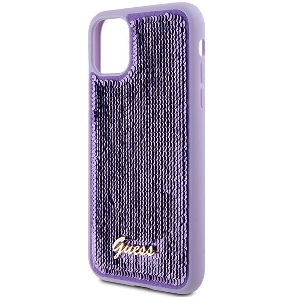 Nugarėlės dėklai Guess Guess Sequin Script Metal case for iPhone 11 / Xr - purple