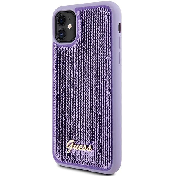 Nugarėlės dėklai Guess Guess Sequin Script Metal case for iPhone 11 / Xr - purple