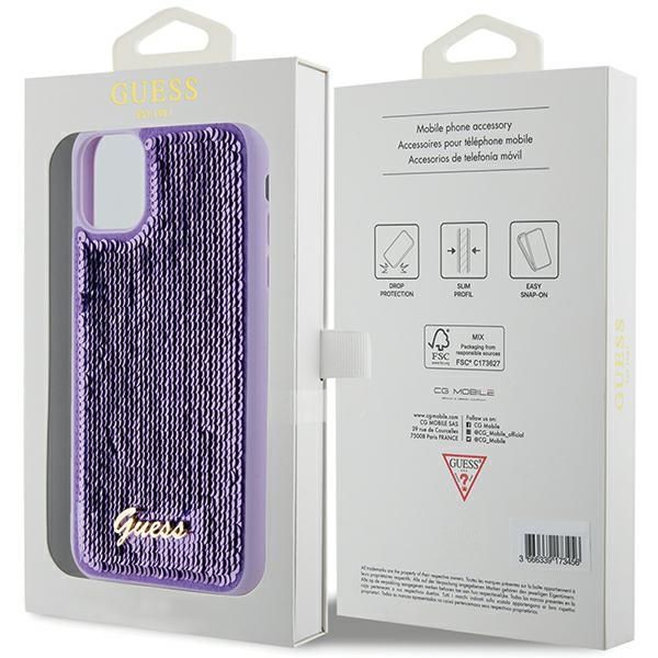 Nugarėlės dėklai Guess Guess Sequin Script Metal case for iPhone 11 / Xr - purple