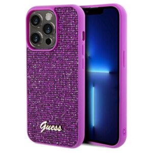 Aizmugurējais vāciņš Guess  Guess Disco Metal Script case for iPhone 14 Pro - fuchsia