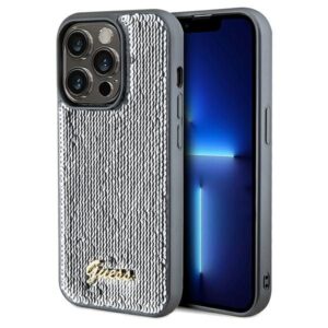 Cits mobilo telefonu aksesuārs Guess  Guess Sequin Script Metal case for iPhone 14 Pro Max - silver 