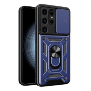 Aizmugurējais vāciņš Hurtel - Hybrid Armor Camshield case for Samsung Galaxy S24 Ultra armored with camera cover - blue 