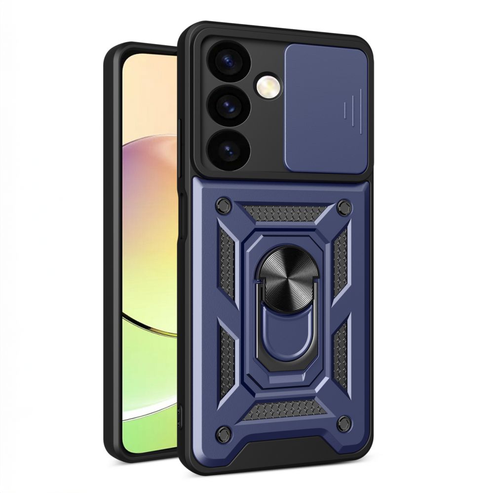 Muu telefoni lisavarustus Hurtel Hybrid Armor Camshield case for Xiaomi POCO C65 / Redmi 13C armored case with camera cover - blue