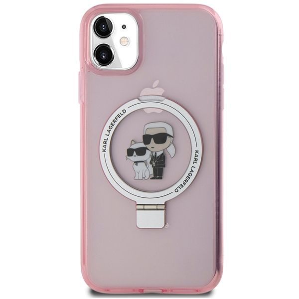 Tagakaaned Karl Lagerfeld Karl Lagerfeld Ring Stand Karl&Choupette MagSafe case for iPhone 11 / Xr - pink