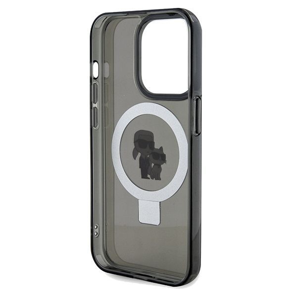 Nugarėlės dėklai Karl Lagerfeld Karl Lagerfeld Ring Stand Karl&Choupette MagSafe case for iPhone 14 Pro - black