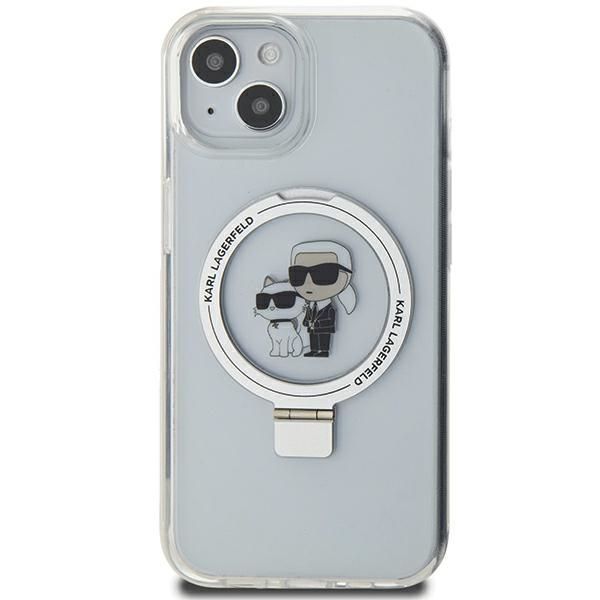 Tagakaaned Karl Lagerfeld Karl Lagerfeld Ring Stand Karl&Choupette MagSafe case for iPhone 14 / 15 / 13 - white