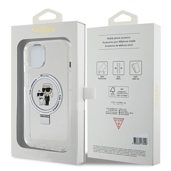 Tagakaaned Karl Lagerfeld Karl Lagerfeld Ring Stand Karl&Choupette MagSafe case for iPhone 14 / 15 / 13 - white