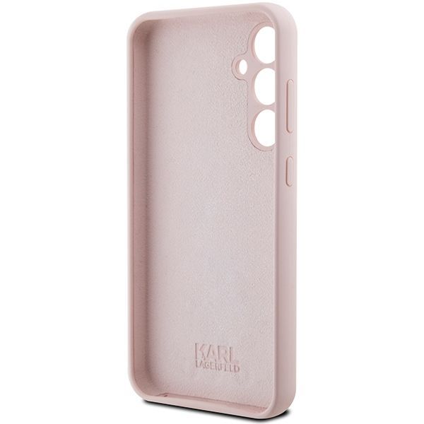 Nugarėlės dėklai Karl Lagerfeld Karl Lagerfeld Silicone Choupette Metal Pin case for Samsung Galaxy S23 FE - pink
