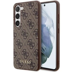 Cits mobilo telefonu aksesuārs Guess  Guess 4G Metal Gold Logo case for Samsung Galaxy S24+ - brown