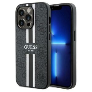 Aizmugurējais vāciņš Guess  Guess 4G Printed Stripes MagSafe case for iPhone 15 Pro Max - black
