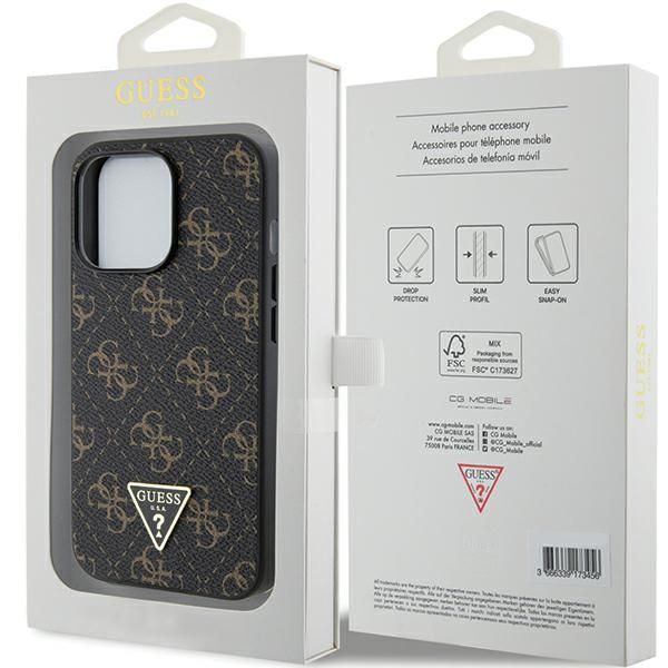 Back panel cover Guess Guess 4G Triangle Metal Logo case for iPhone 14 Pro Max - black