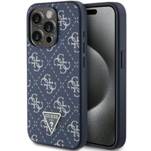 Aizmugurējais vāciņš Guess  Guess 4G Triangle Metal Logo case for iPhone 15 Pro - blue