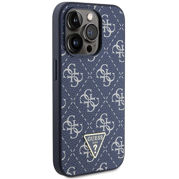 Back panel cover Guess Guess 4G Triangle Metal Logo case for iPhone 15 Pro - blue