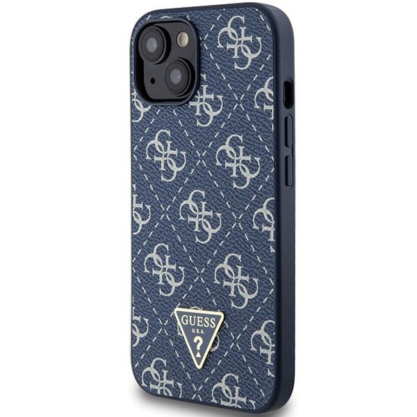 Back panel cover Guess Guess 4G Triangle Metal Logo case for iPhone 15 Plus / 14 Plus - blue
