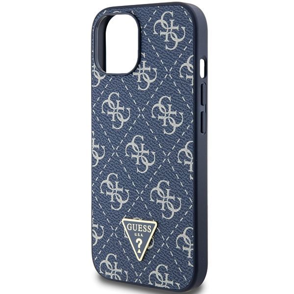 Back panel cover Guess Guess 4G Triangle Metal Logo case for iPhone 15 Plus / 14 Plus - blue